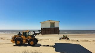 Vervoeren van de strandhuisjes 