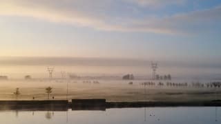 Grondmist in zonsopkomst