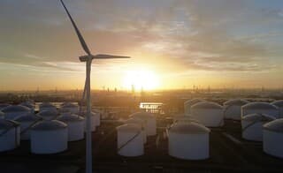 Windmolen met ochtend zon in Amsterdam