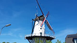 Veel wind vandaag in Deil, de molen draaide er lustig op los 