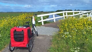 Heerlijk weer om te fietsen met de hond