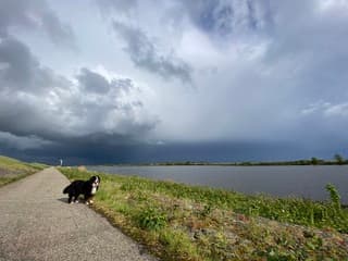 Donkere wolken en zon