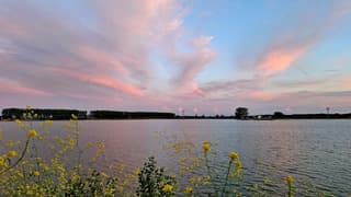 roze lucht richting Oosten