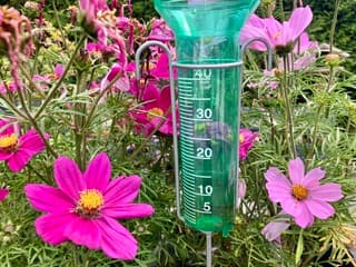 Regenmeter na de hevige bui begin van de middag 